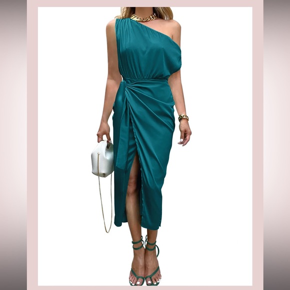 Amazon Merokeety off the shoulder satin dress - Picture 1 of 6